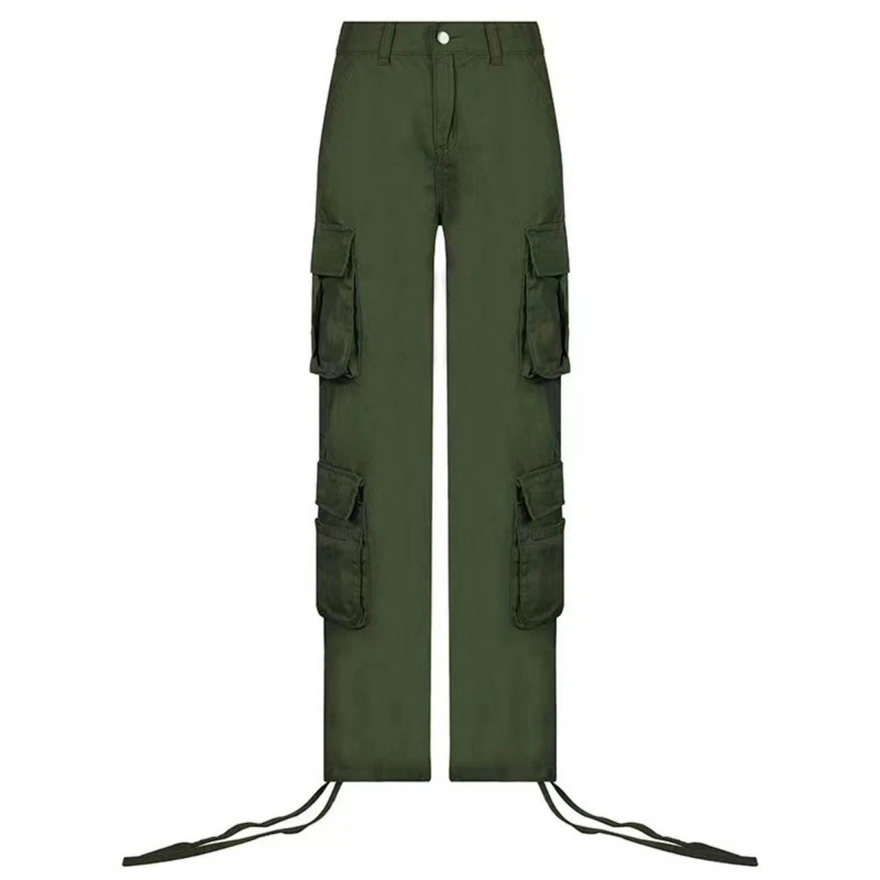 Trendy Workwear Denim Casual Pants For Women - Green
