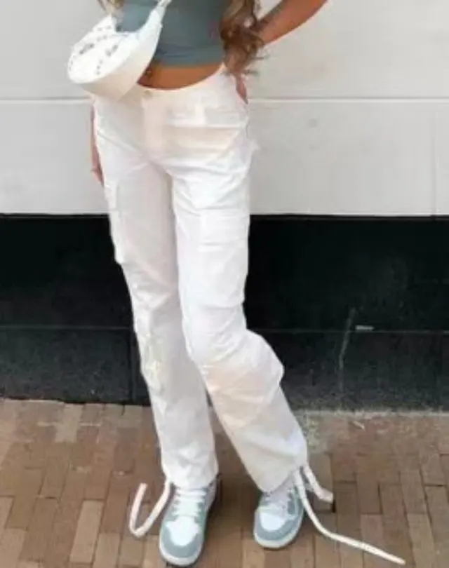 Trendy Workwear Denim Casual Pants For Women White - Shop at LoveMi