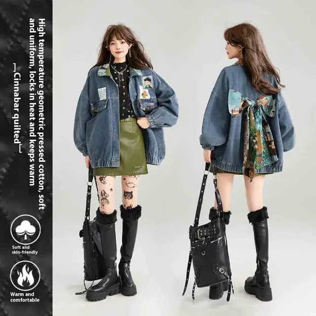 Artistic Denim Jacket For Women Blue - Shop at LoveMi