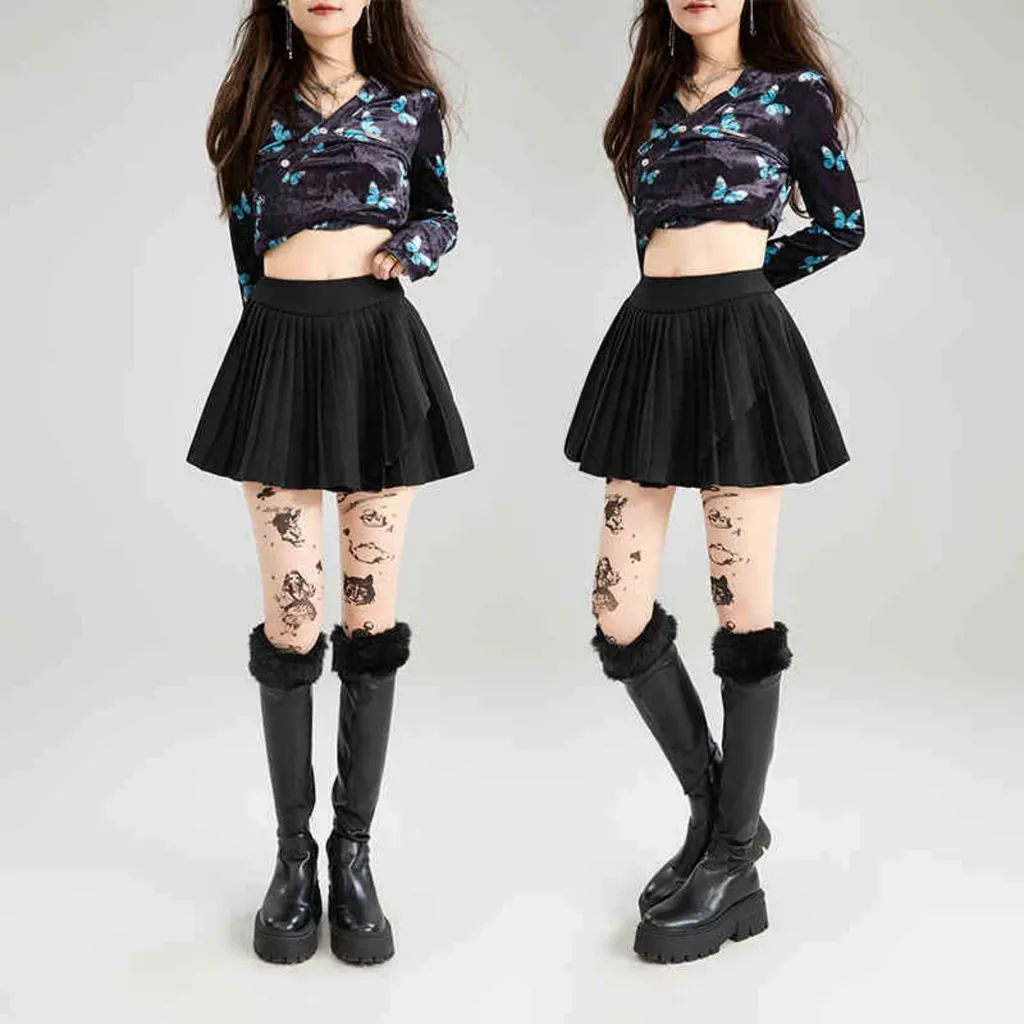 French Style Embroidered Lace Patchwork Top - Black Short Skirt