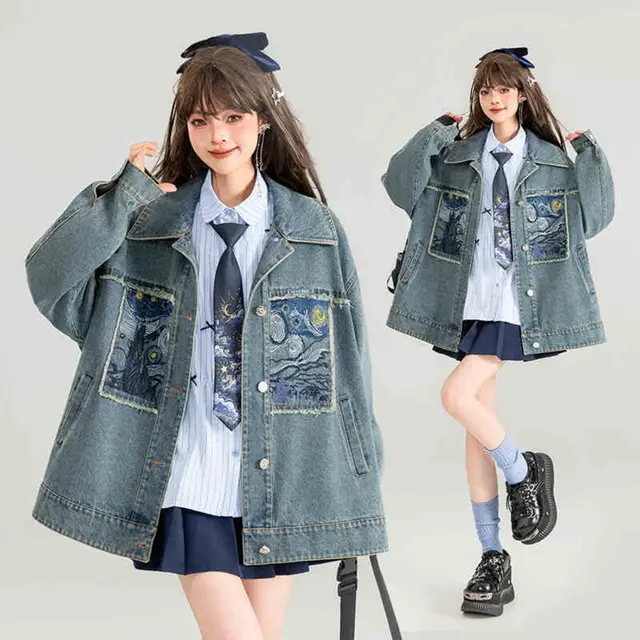 Premium Embroidered Cowboy Coat For Women Cowboy Blue Coat - Shop at LoveMi