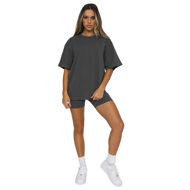 Short Sleeve Round Neck Pullover Top Urban Fashion Gray - Shop at LoveMi
