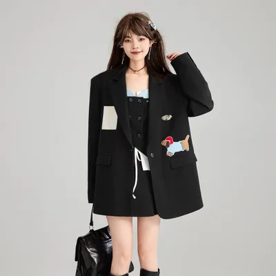 Design Inspired Adhesive Fabric Casual Suit Jacket Blazer - Shop at LoveMi