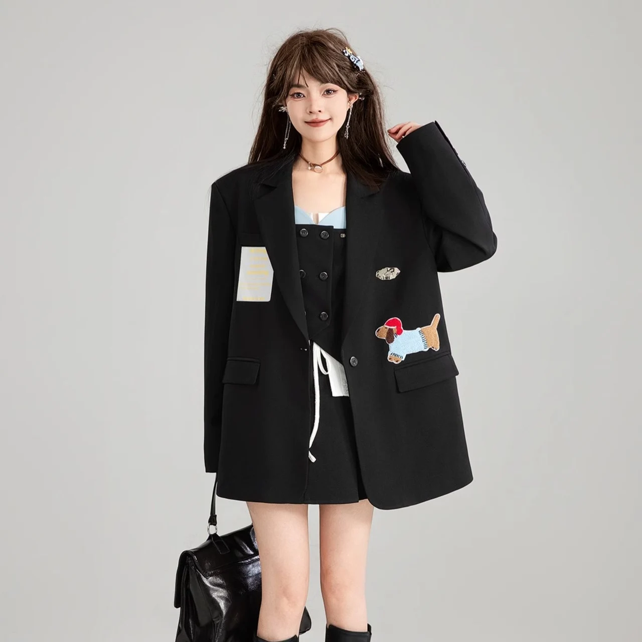 Design Inspired Adhesive Fabric Casual Suit Jacket - Blazer
