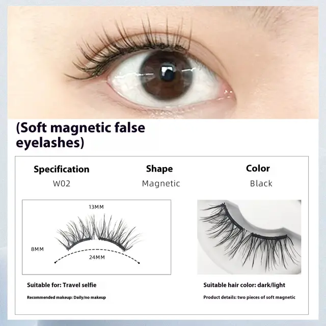 Magnetic False Eyelashes Natural Long Lasting Eyelashes Integrated Soap Holder W02 - Shop at LoveMi