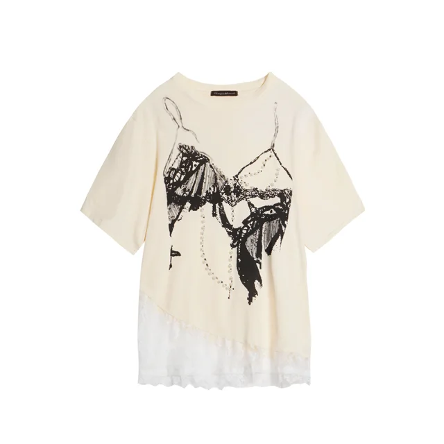 Retro Women's Stitching Design Short Sleeve Apricot - Shop at LoveMi