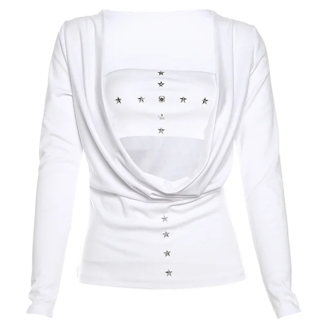 Women's Chest wrapped Vest Fashion Long Sleeve Two piece Blouse White - Shop at LoveMi