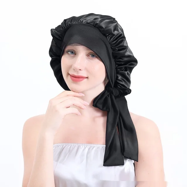 Extra Large Stretch European And American Solid Color Ladies Shower Cap Black - Shop at LoveMi
