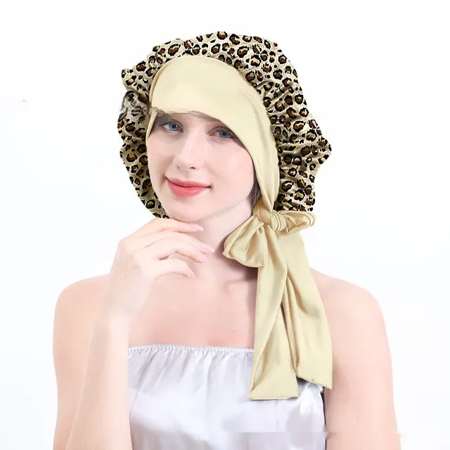 Extra Large Stretch European And American Solid Color Ladies Shower Cap Leopard Print - Shop at LoveMi