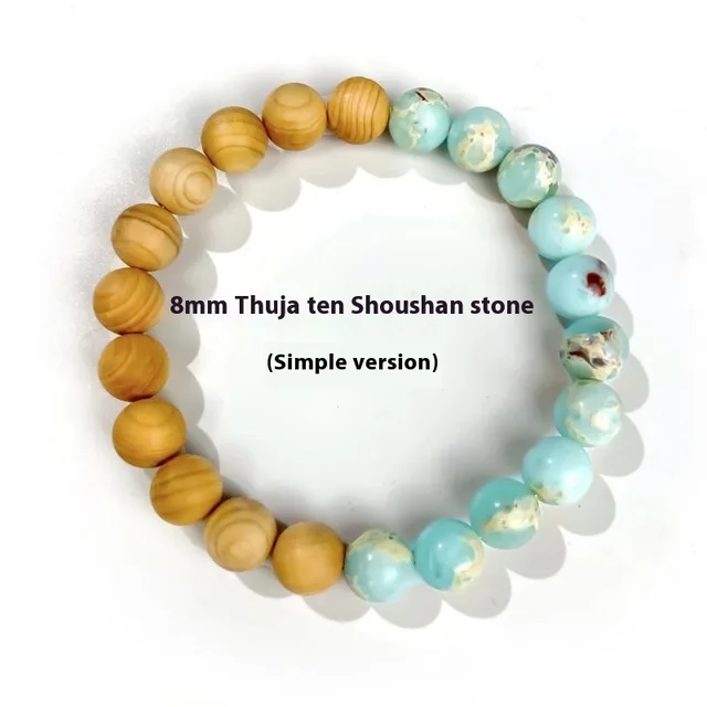 Temple Shoushan Stone Beaded Bracelet Arborvitae Simple 17.5Cm - Shop at LoveMi