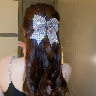 Super Fairy Full Diamond Bow Spring Clip Hairpin Color - Shop at LoveMi
