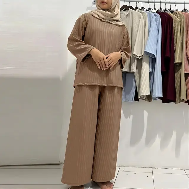 Women's Fashion 2 Piece Set Muslim Suit Khaki - Shop at LoveMi