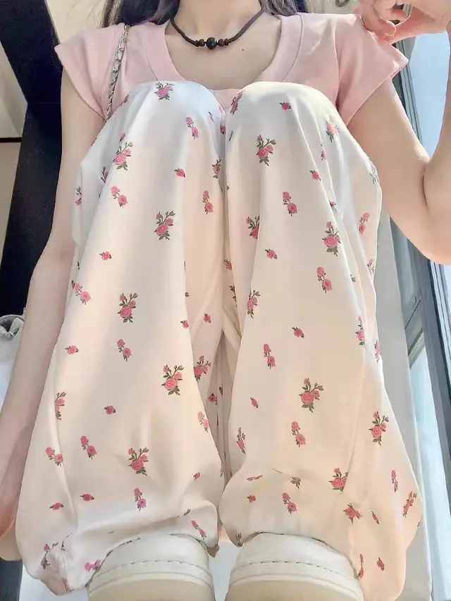 White Floral Overalls Women's Summer High Waist Wide Leg White - Shop at LoveMi