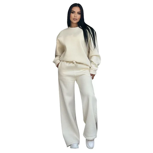 Women's Fashion Casual Wide leg Pants Suit Apricot - Shop at LoveMi