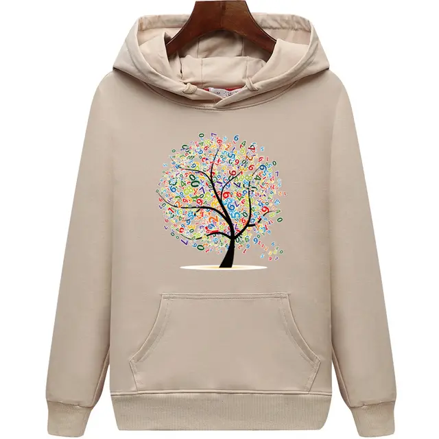 Women's Hooded Pullover Printed Fashionable Casual Loose Hoodie Khaki - Shop at LoveMi