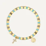 Gold Cross Turquoise Beaded