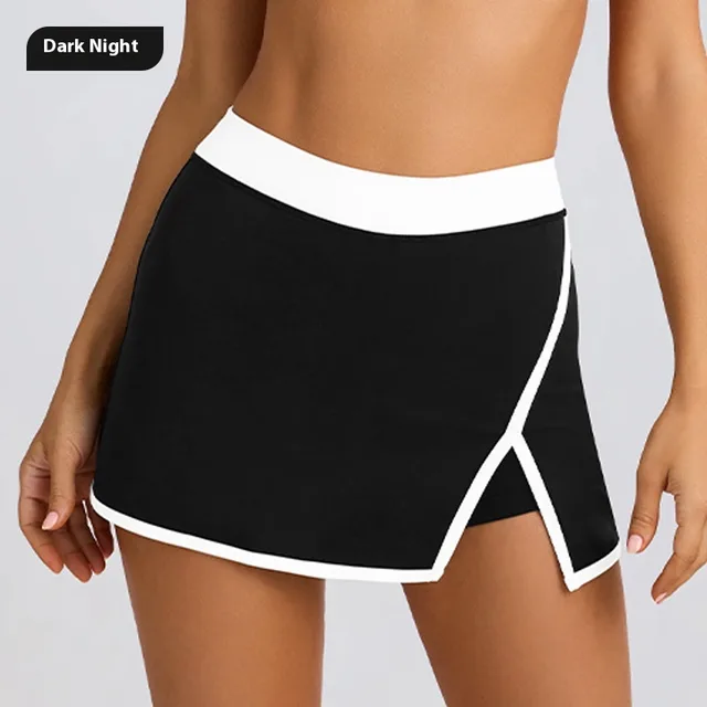 Yoga Underwear Sports And Fitness Running Outdoor Bra And Skirt Short Skirt Dark Night Black - Shop at LoveMi