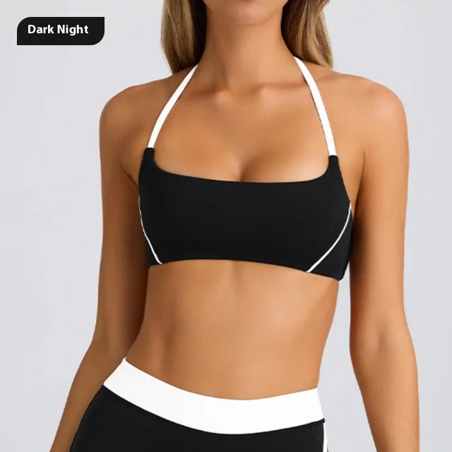 Yoga Underwear Sports And Fitness Running Outdoor Bra And Skirt Top Dark Night Black - Shop at LoveMi