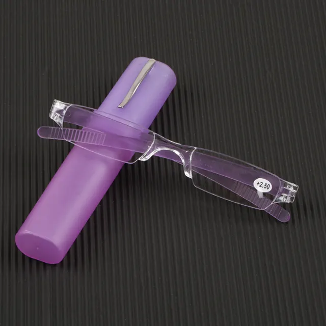 Pen Holder Ultra light Integrated Transparent Resin Presbyopic Glasses Purple Leg Box - Shop at LoveMi