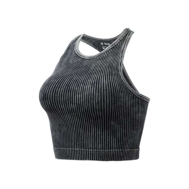 Women's Solid Color Short Thread Beauty Back Yoga Vest Black - Shop at LoveMi