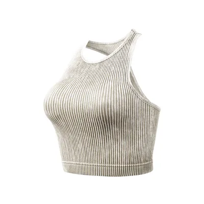 Women's Solid Color Short Thread Beauty Back Yoga Vest Gray - Shop at LoveMi