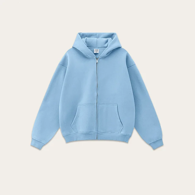 Autumn Fleece Solid Color Hooded Sweater Casual Loose Cardigan Sports Pants Blue - Shop at LoveMi