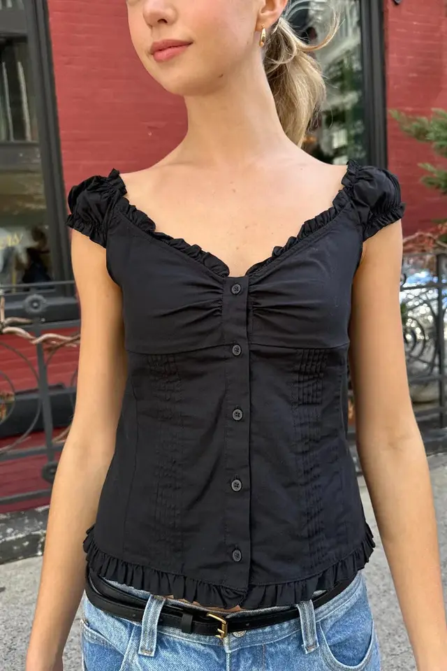 American Ballet Style Ruffled T shirt Black - Shop at LoveMi