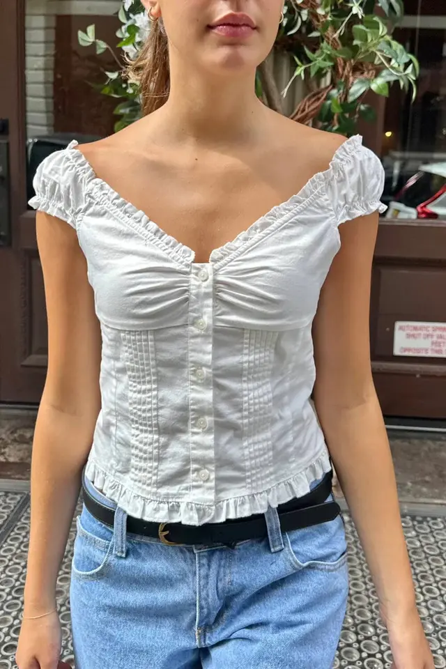 American Ballet Style Ruffled T shirt White - Shop at LoveMi