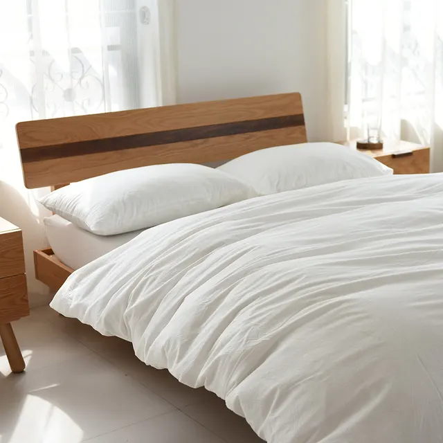 Japanese Solid color Simple Dormitory Yarn dyed Washed Cotton Four piece Set White - Shop at LoveMi