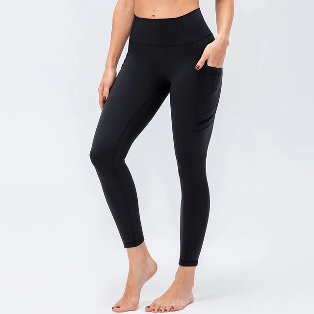 High Waist Shaping Skinny Sweatpants Side Pockets Black - Shop at LoveMi