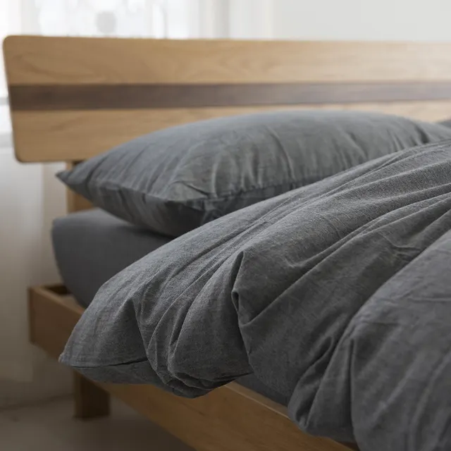 Simple Dormitory Color Woven Washed Cotton Bed Sheet Dark Grey - Shop at LoveMi
