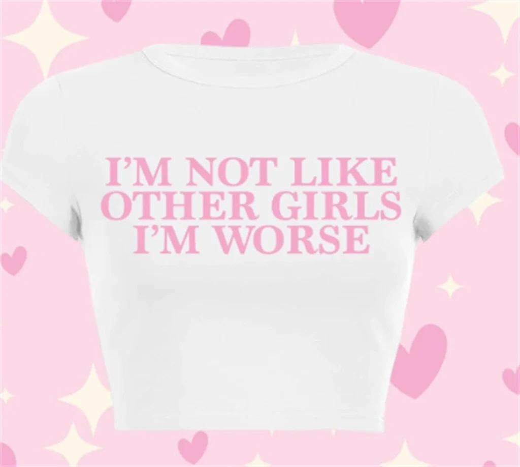 Tight Letter Print T-shirt Top For Women - Color 12