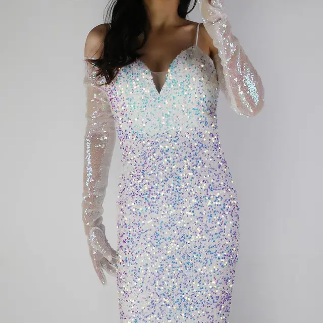 Sequined Sleeve Cover Lace Mesh Specialty Colorful Color - Shop at LoveMi