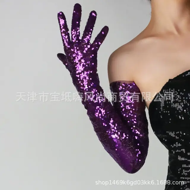 Sequined Sleeve Cover Lace Mesh Specialty Dark Purple - Shop at LoveMi