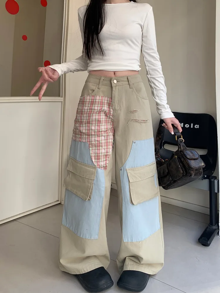 Straight Loose Wide Leg Draping Long Pants - Apricot - View 1