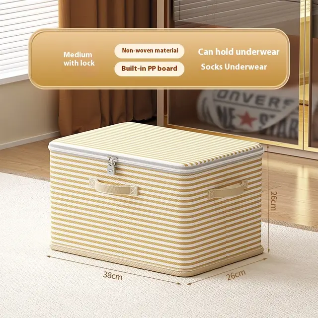 Clothes Storage Box With Lock Household Storage Basket Yellow With Lock Medium - Shop at LoveMi