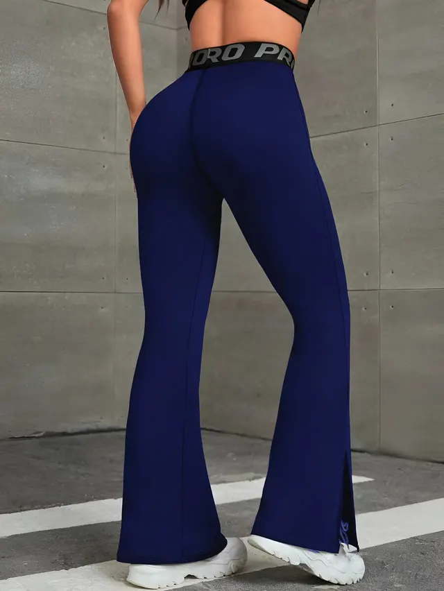 High Waist Flared Hip Raise Slimming Belly Contracting Wide Leg Pants Navy Blue - Shop at LoveMi