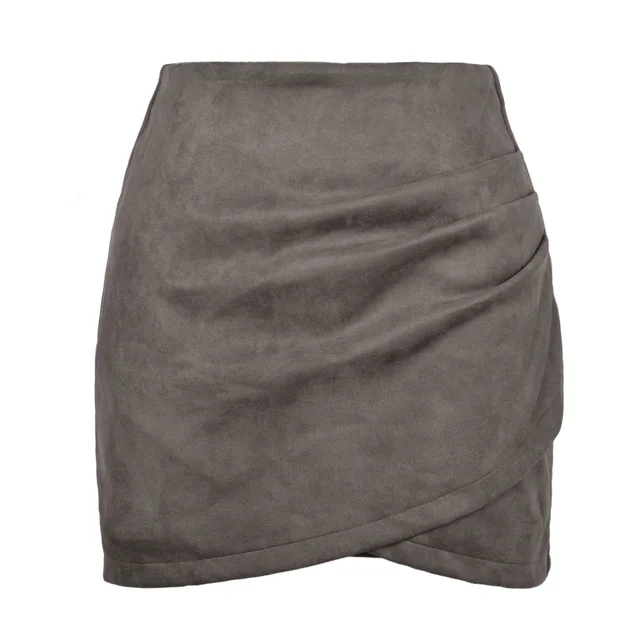 Solid Color Sheath Skirt Autumn And Winter Irregular Women's Clothing Gray - Shop at LoveMi