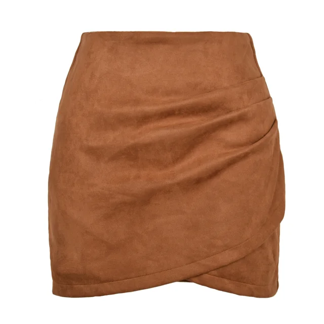 Solid Color Sheath Skirt Autumn And Winter Irregular Women's Clothing Khaki - Shop at LoveMi
