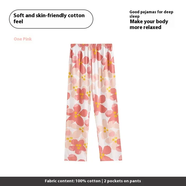 Pajama Pants Women's Cotton Loose Plus Size Casual Pants Fx25910011 Pink - Shop at LoveMi