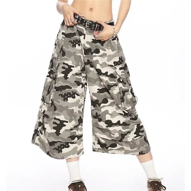 Multi pocket Polka Dot Camouflage Cargo Pants Women Camouflage Color - Shop at LoveMi