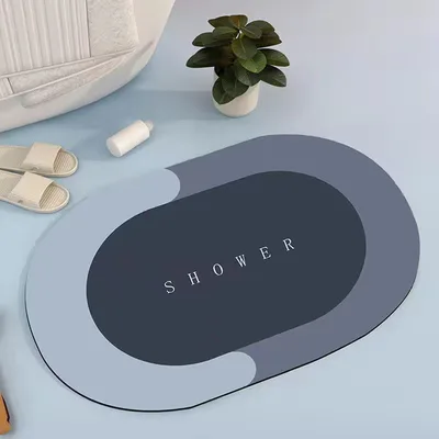 Diatom Ooze Absorbent Soft Mat Bathroom Non slip Floor Mat Blue Oval Floor Mat - Shop at LoveMi