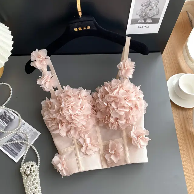 Fashion Three dimensional Flower Camisole Women Apricot - Shop at LoveMi