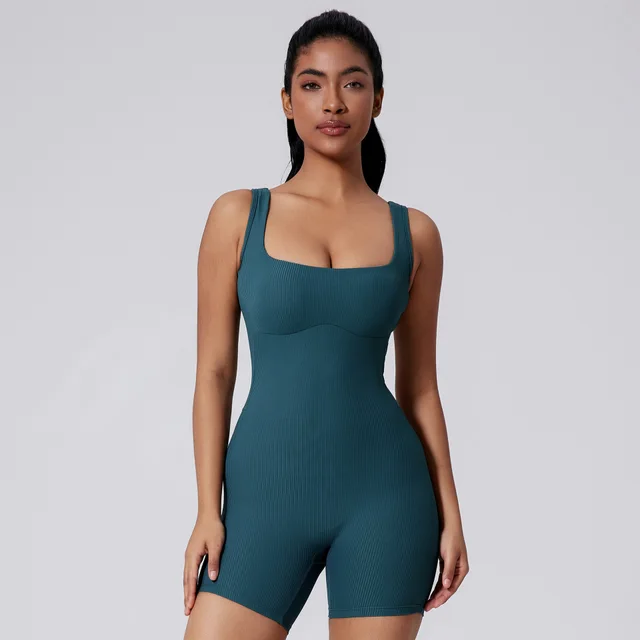 European And American Tight Quick drying Yoga Beauty Back Jumpsuit Yoga Clothes Palegreen - Shop at LoveMi