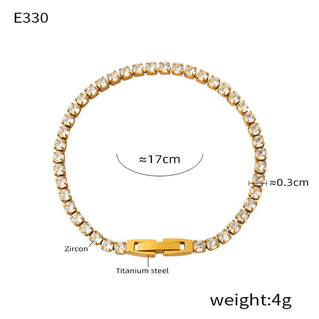 Personality Full Color Zircon Design Titanium Steel Bracelet E330 White Zircon Bracelet - Shop at LoveMi