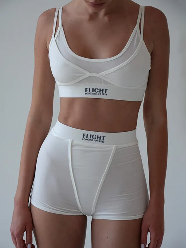 Women's Fake Two piece Sports Vest Top Suit White - Shop at LoveMi