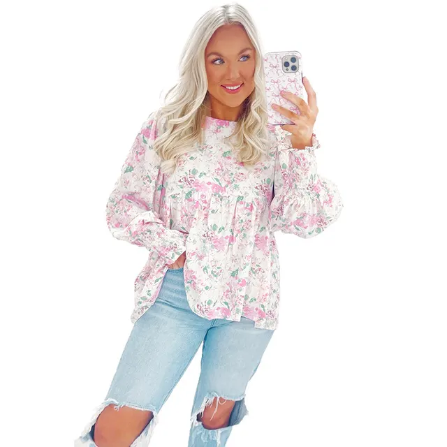 European And American Leisure Style Floral Print Long Sleeve Pullover Xx002 - Shop at LoveMi