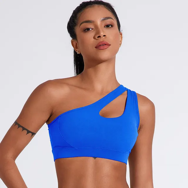 Hollow Out Shoulder Belt Underwear Sports Women's Yoga Blue - Shop at LoveMi