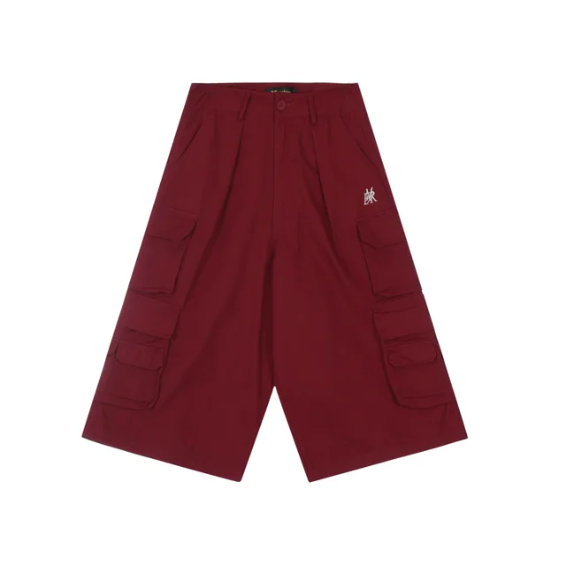 American Retro Red Overalls Denim Cropped Pants Red - Shop at LoveMi