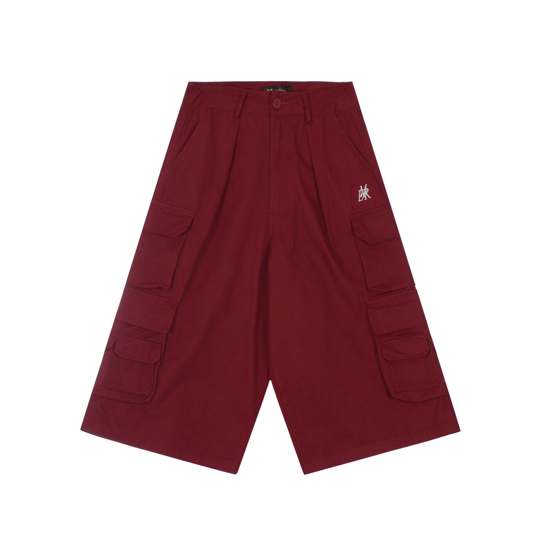 American Retro Red Overalls Denim Cropped Pants - Red